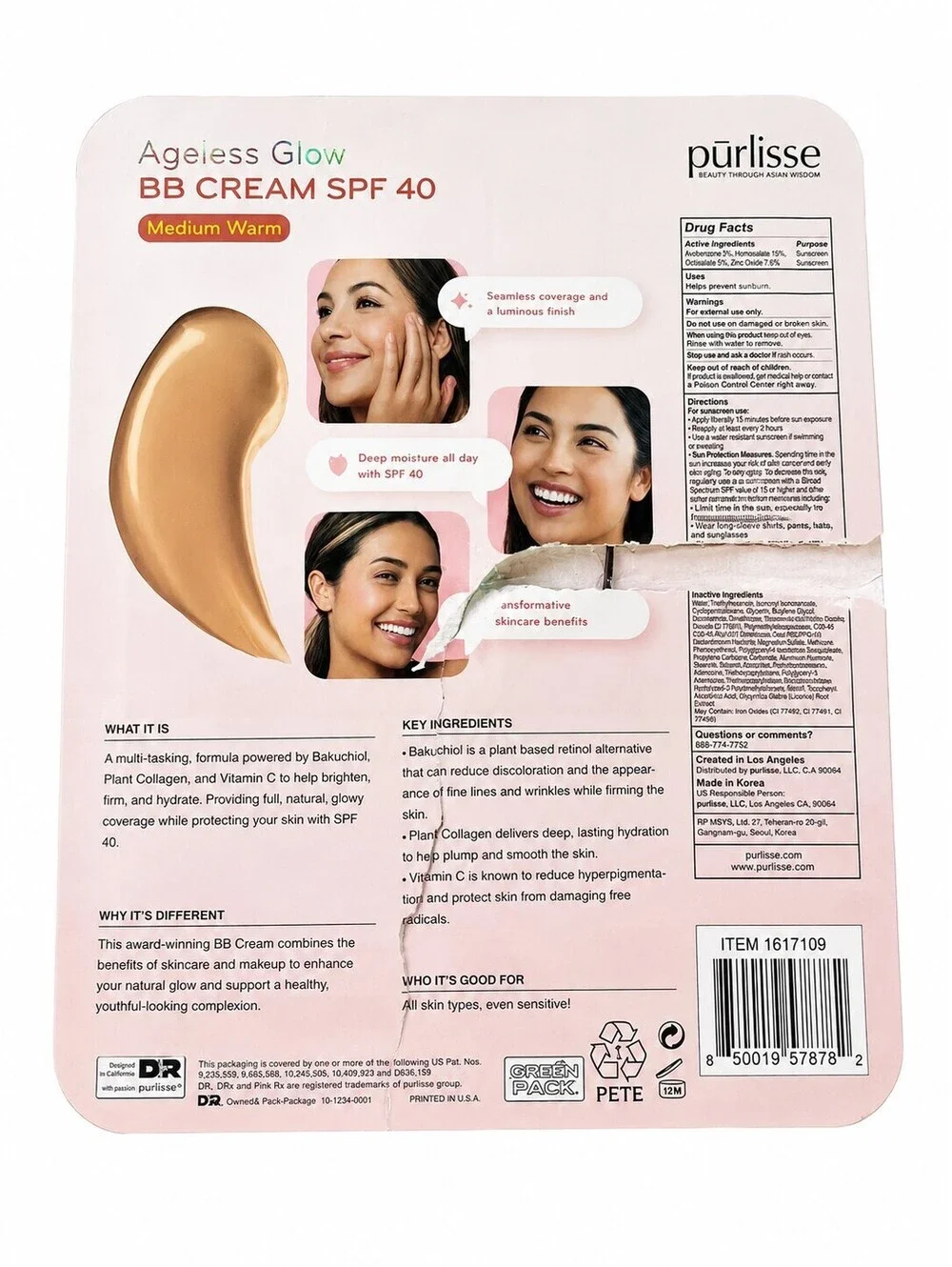 2pcs x1.4 oz Purlisse Ageless  BB Cream SPF 40 – Light Mediu
